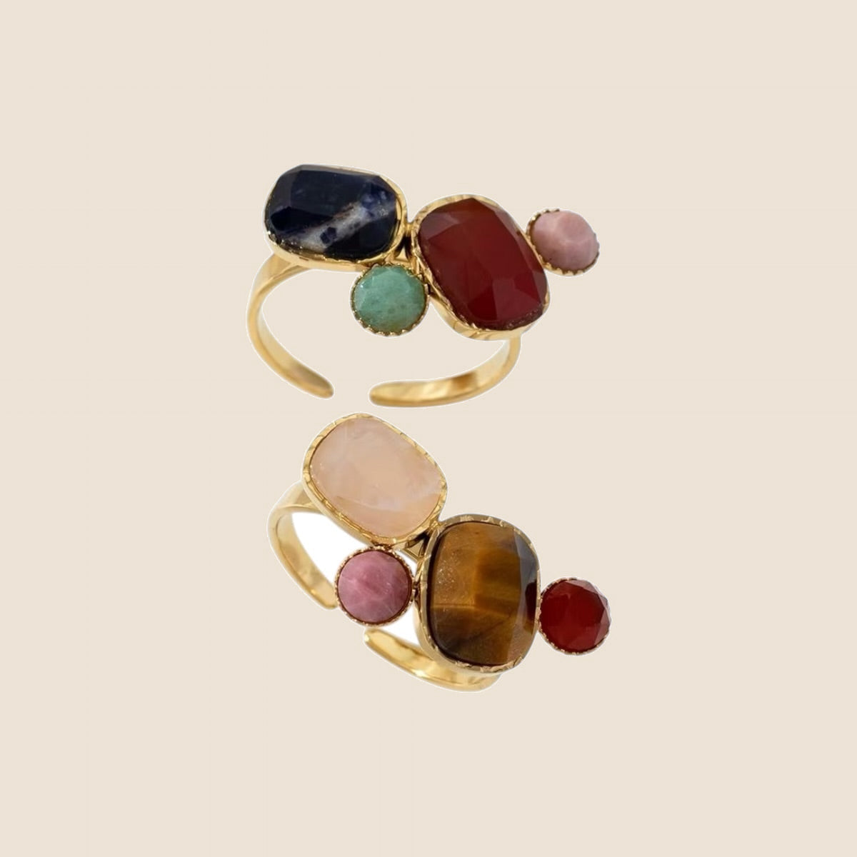 STÉPH Ring Font met bruine steen, detailfoto