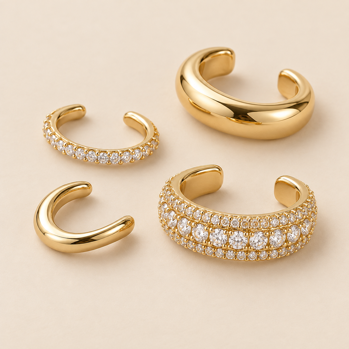 STÉPH Earcuff Set Aura – 4 goudkleurige earcuffs hoofd