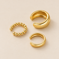 STÉPH Earcuff Set Nova – drie goudkleurige earcuffs hoofd