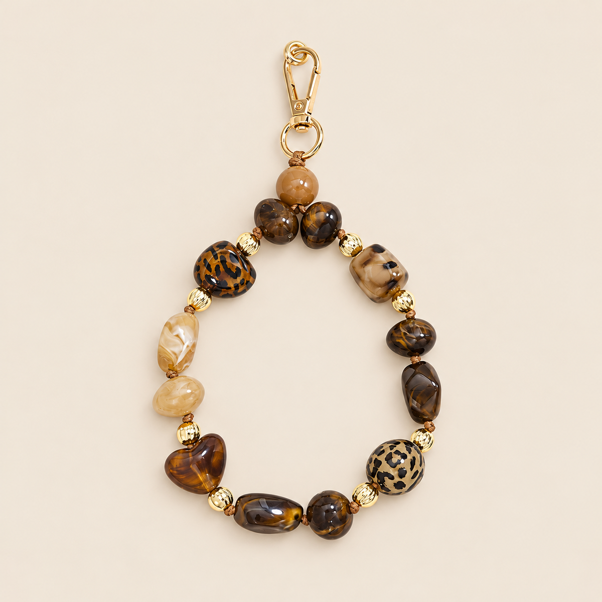 STÉPH Telefoonketting met Kralen – Donkerbruin