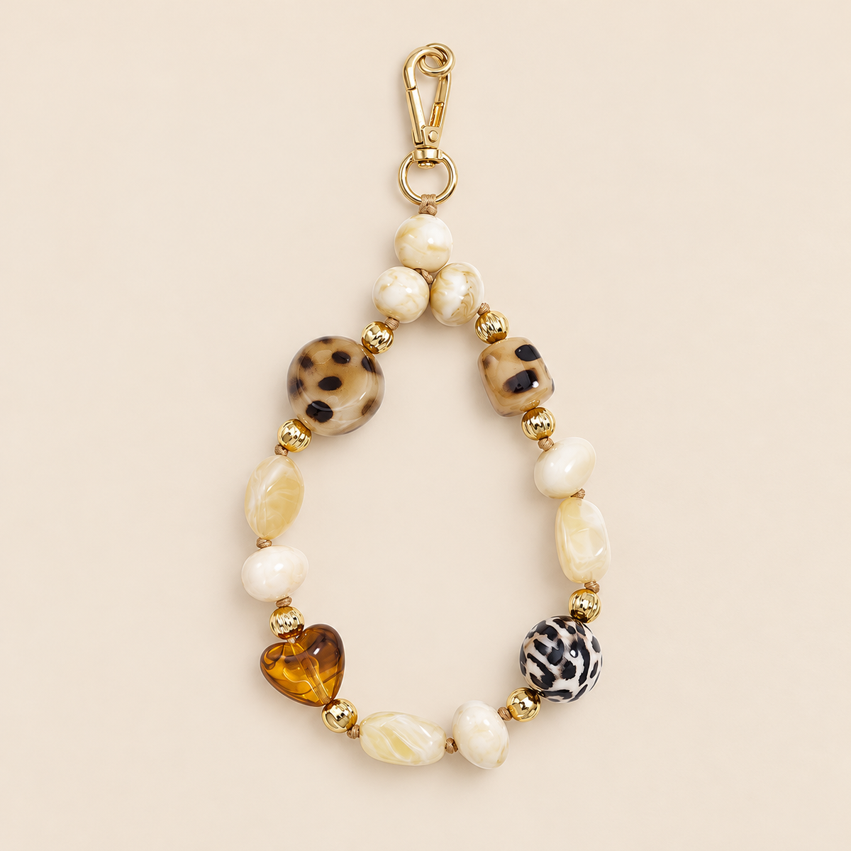 STÉPH Telefoonketting met Kralen – Abrikoos