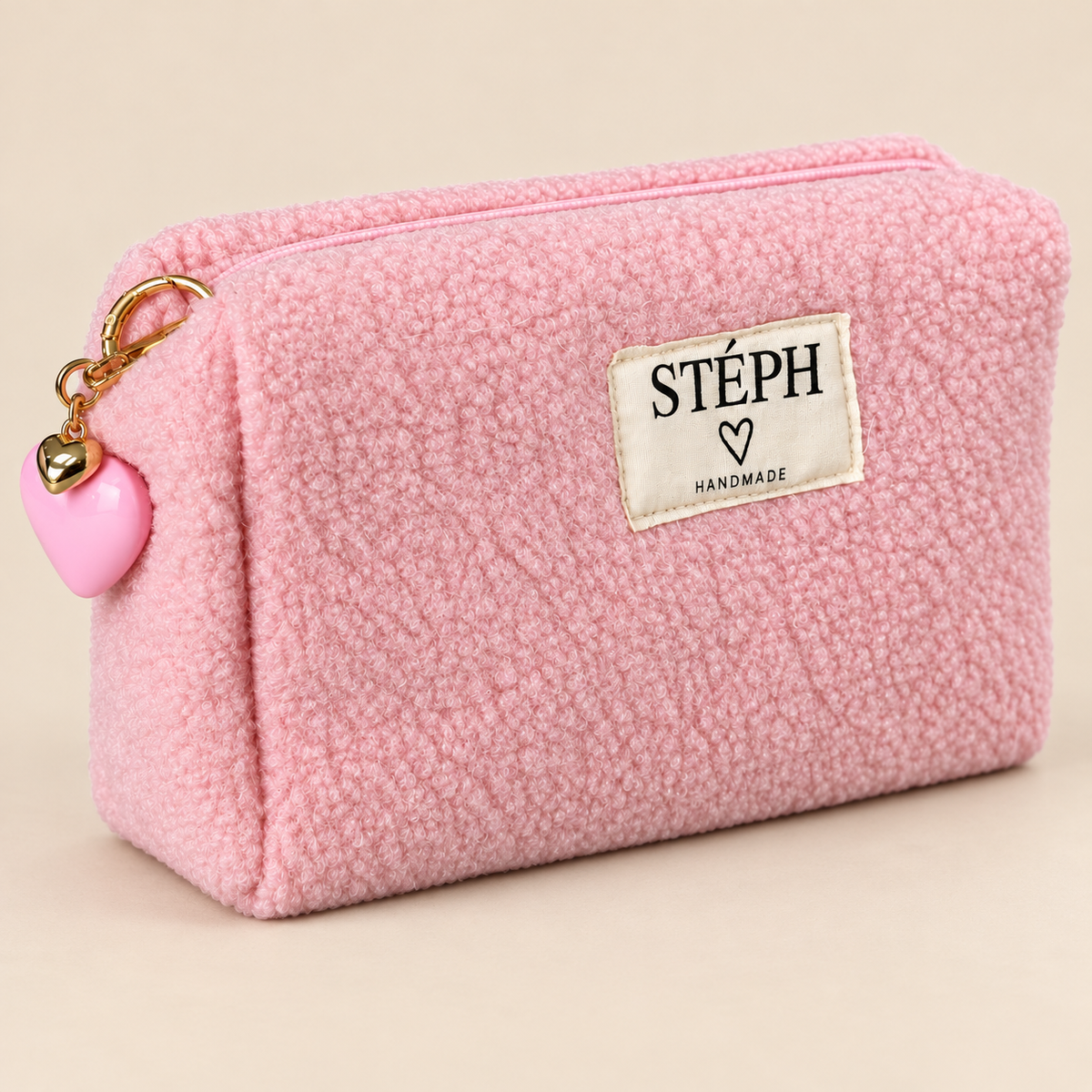 STÉPH Teddy Make-uptas met Hartjesbedel – Roze