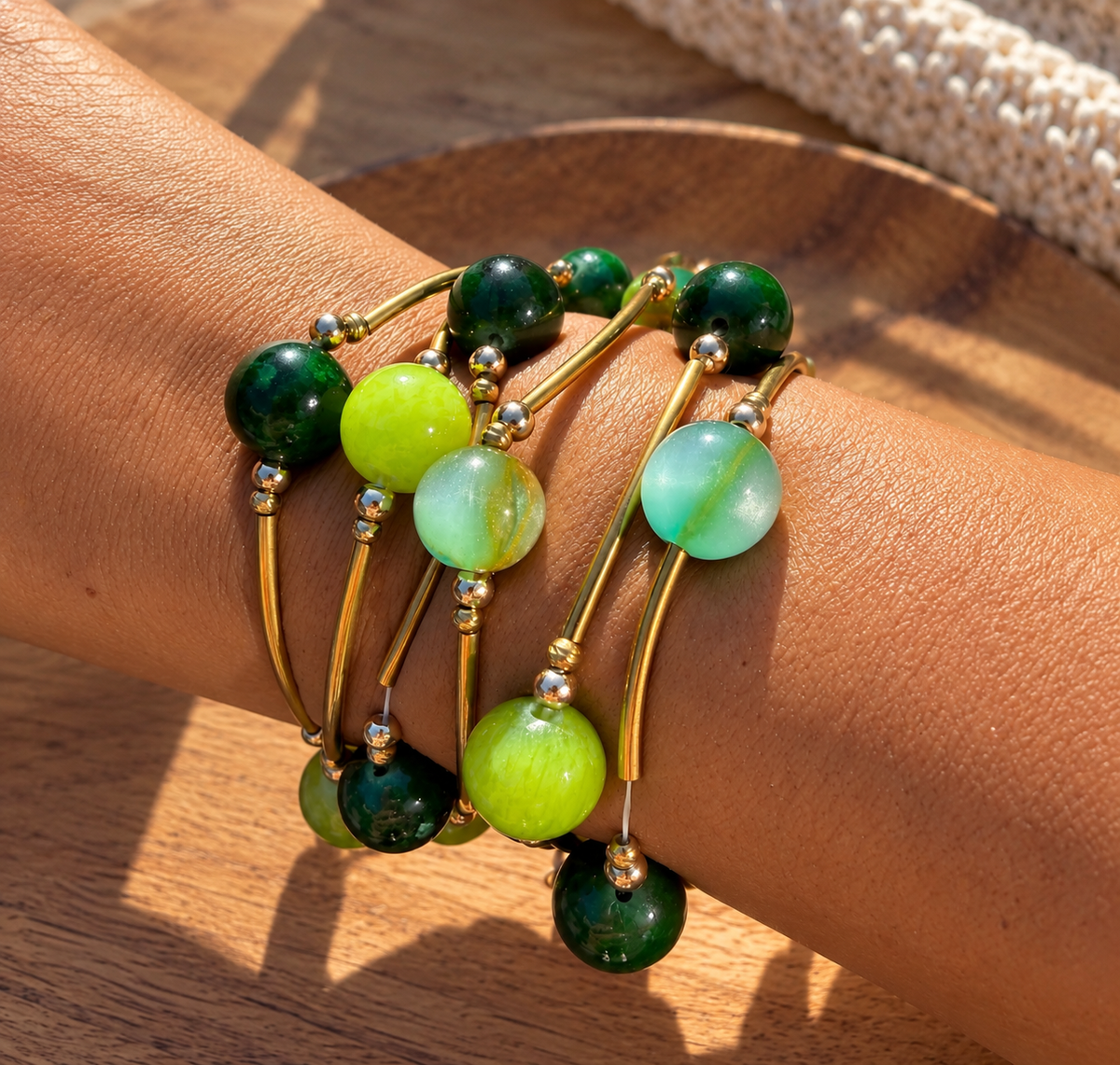 STÉPH Armband Verde gedragen om de pols